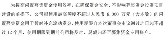 凯发K8国际一诺威拟使用最高额度不超过8000万（含本数）的闲置募集资金用于暂时